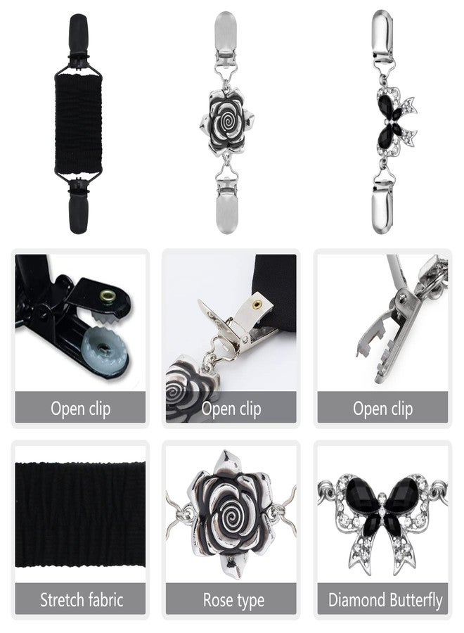 ATCEME 3 Pcs Vintage Elastic Shawl Cardigan Collar Clips & Back Pant Waist Tightener Clothes Brooch Clips for Women, 3 Styles - Image 4